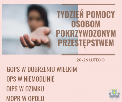 TYDZIEŃ POMOCY OSOBOM POKRZYWDZONYM PRZESTĘPSTWEM